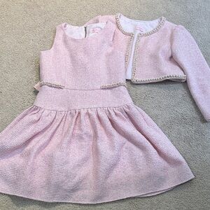 Zoe Ltd Elegant tweed Pink and pearl Formal Dress with Pearl Jacket size 14/16